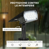 Set 4 Faretti Solari da Giardino 17x10x48,3 cm a LED Nero