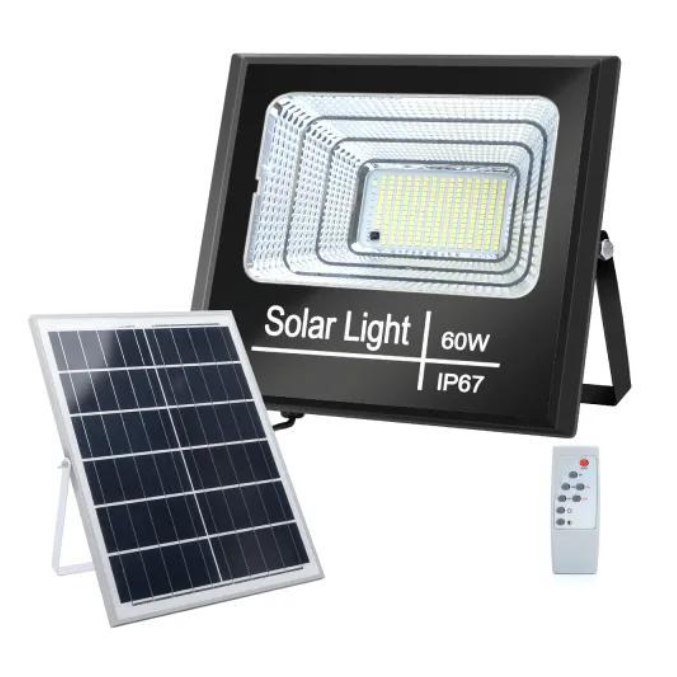 Proiettore led solare 60 watt nero policristallino ip67 6500k