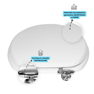 Sedile wc copri water universale frizionato bianco mdf chiusura rallentata *** confezione 1