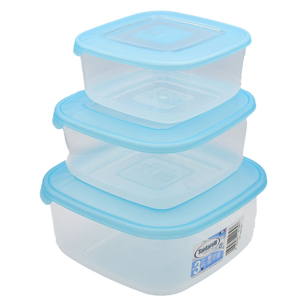 CONTENITORE QUADRO IN PLASTICA SET 'FRIGO BOX' acqua trasparente TONTARELLI