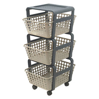 CARRELLO DA CUCINA CON CESTELLI 'MODULA' col. tortora - cm 41,5 x 29 x h.75 ECOPLAST