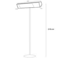 Sined Caldo Ira Inox Palo Wifi Lampada Riscaldante Wifi Esterna Da 2000 Con Kit Completo Di Palo Grigio Riscaldamento da Esterno Onda Corta Ira e Telecomando Con Griglia Per Protezione e Display