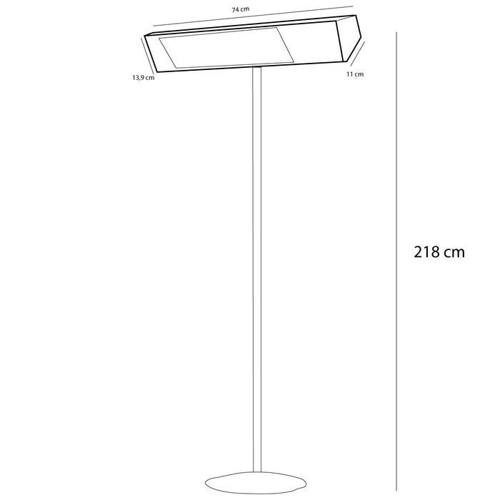 Sined Caldo Ira Inox Palo Wifi Lampada Riscaldante Wifi Esterna Da 2000 Con Kit Completo Di Palo Grigio Riscaldamento da Esterno Onda Corta Ira e Telecomando Con Griglia Per Protezione e Display