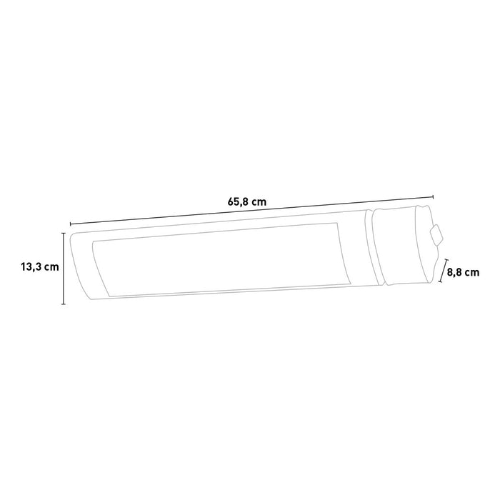 Sined Caldo Irb Nero 2000 Stufa Da Esterno a Onde Medie Con Potenza 2000w Nero Realizzata In Alluminio e Acciaio Si Puo Orientare a 45 Gradi Telecomando Incluso Protezione Ip65 Con Telecomando