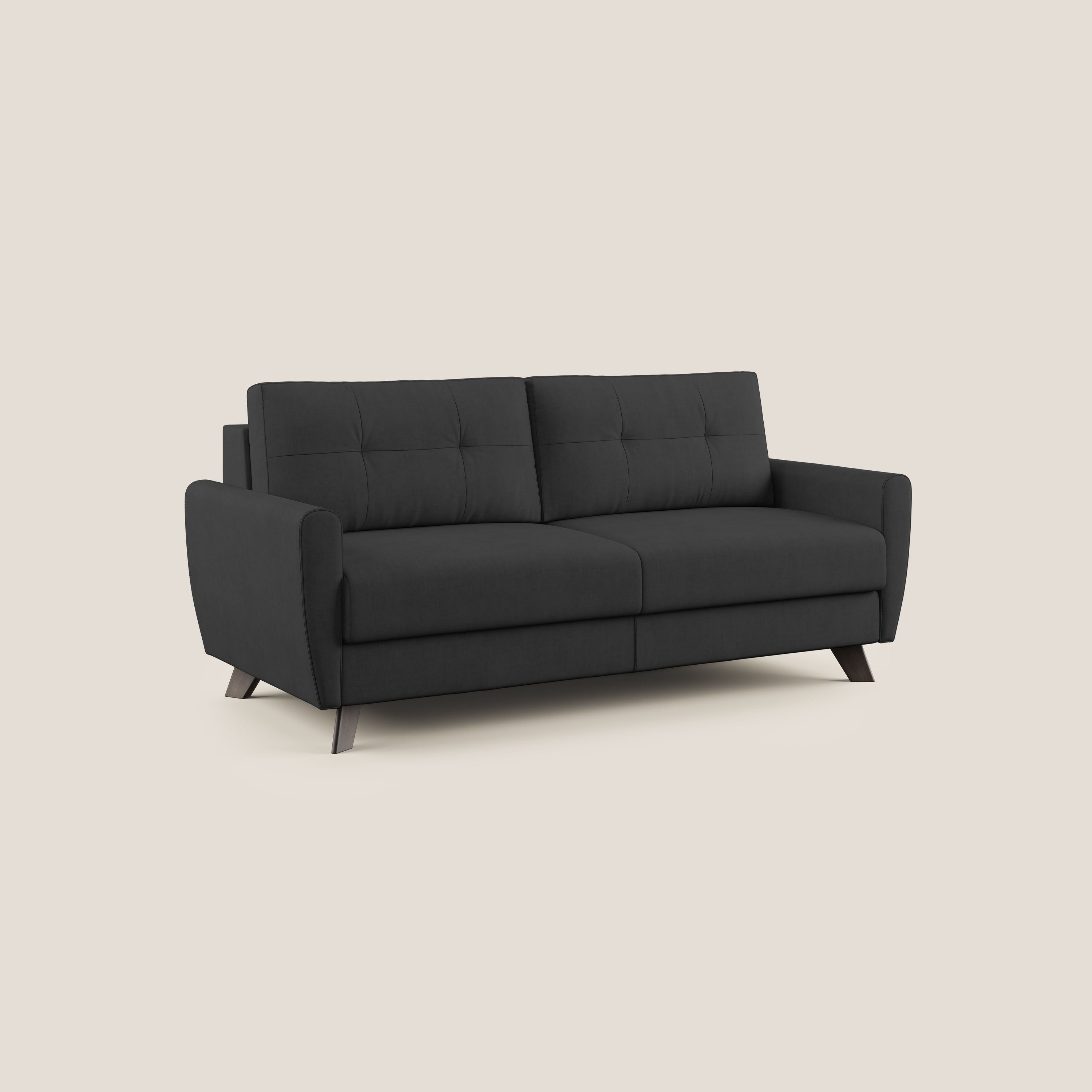 Divano Letto 3 Posti 208x97x96 cm in Tessuto Nero