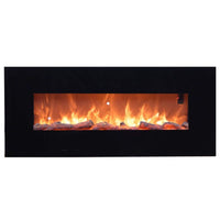 Camino Elettrico da Parete 128x55x14 cm 1500W Effetto Fiamma Sined Stelvio Nero