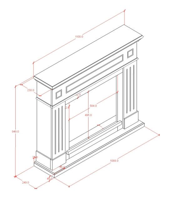 Sined Camino Pienza Camino Da Parete Con Cornice e Bruciatore Da 1500w Grigio Scuro