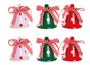 Addobbi Albero Natale Set 6 Campanelle Dots Decorazioni Natalizie Da Appendere