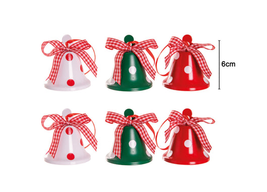 Addobbi Albero Natale Set 6 Campanelle Dots Decorazioni Natalizie Da Appendere