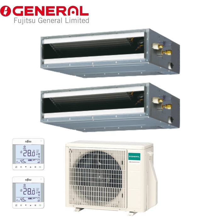 Climatizzatore Condizionatore General Fujitsu Dual Split Inverter Canalizzato Canalizzabile serie KL 9+9 con AOHG18KBTA2 R-32 Wi-Fi Optional 9000+9000 Comandi UTY-RCRGZ1 Inclusi