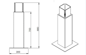 Camino a Bioetanolo da Pavimento 20x20x70 cm per Esterno Capri 70 Bianco