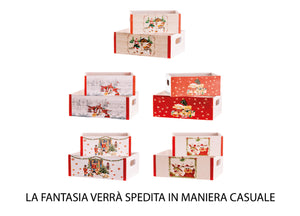 Set 2 Cassette Natale Legno Scatola Confezione Regalo Natalizio Jolly Xmas