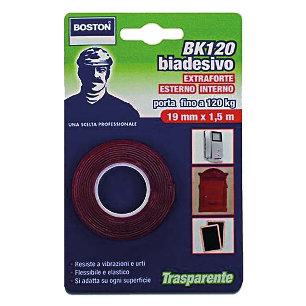 NASTRO BIADESIVO EXTRA FORTE INVISIBILE mm. 19 x 1,5 mt BOSTON