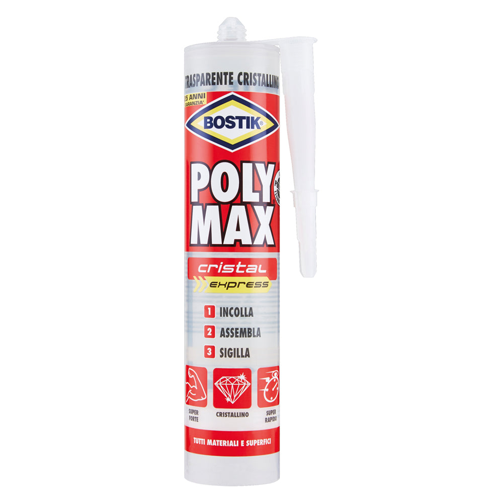 ADESIVO SIGILLANTE UNIVERSALE 'POLY MAX' CRISTAL E gr. 115 (clip strip) BOSTIK 12 PZ