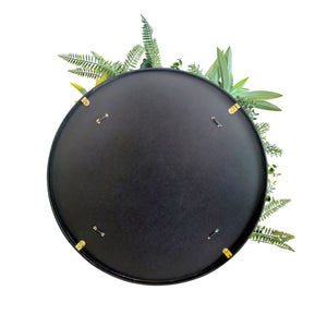 Mowgli - Quadro vegetale con foglie e fiori, cornice nera in alluminio, Ø 50 cm