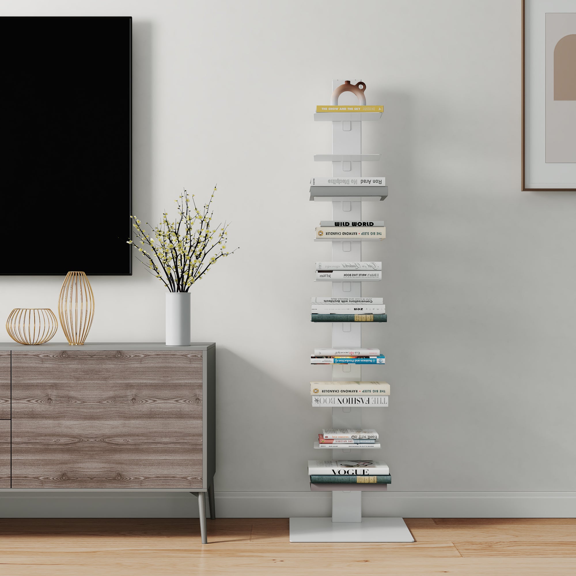 Libreria a Schienale Eksjà¶ Scaffale a 10 Ripiani 150 x 39 x 39 cm Acciaio - Bianco [en.casa]