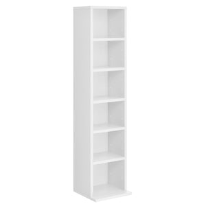 Scaffale a Colonna Tynset con 6 Scomparti per CD DVD 90x20x20 cm Bianco [en.casa]