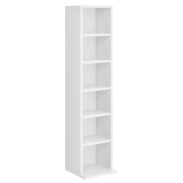 Scaffale a Colonna Tynset con 6 Scomparti per CD DVD 90x20x20 cm Bianco [en.casa]