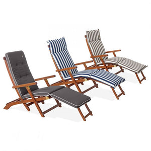 Cuscino da esterno per deckchair, 184x46 cm con volant - Cuscino Da Esterno Per Deckchair, 184x46 Cm Con Volant Fantasia Sahara (righe Bianche/beige/grigie)