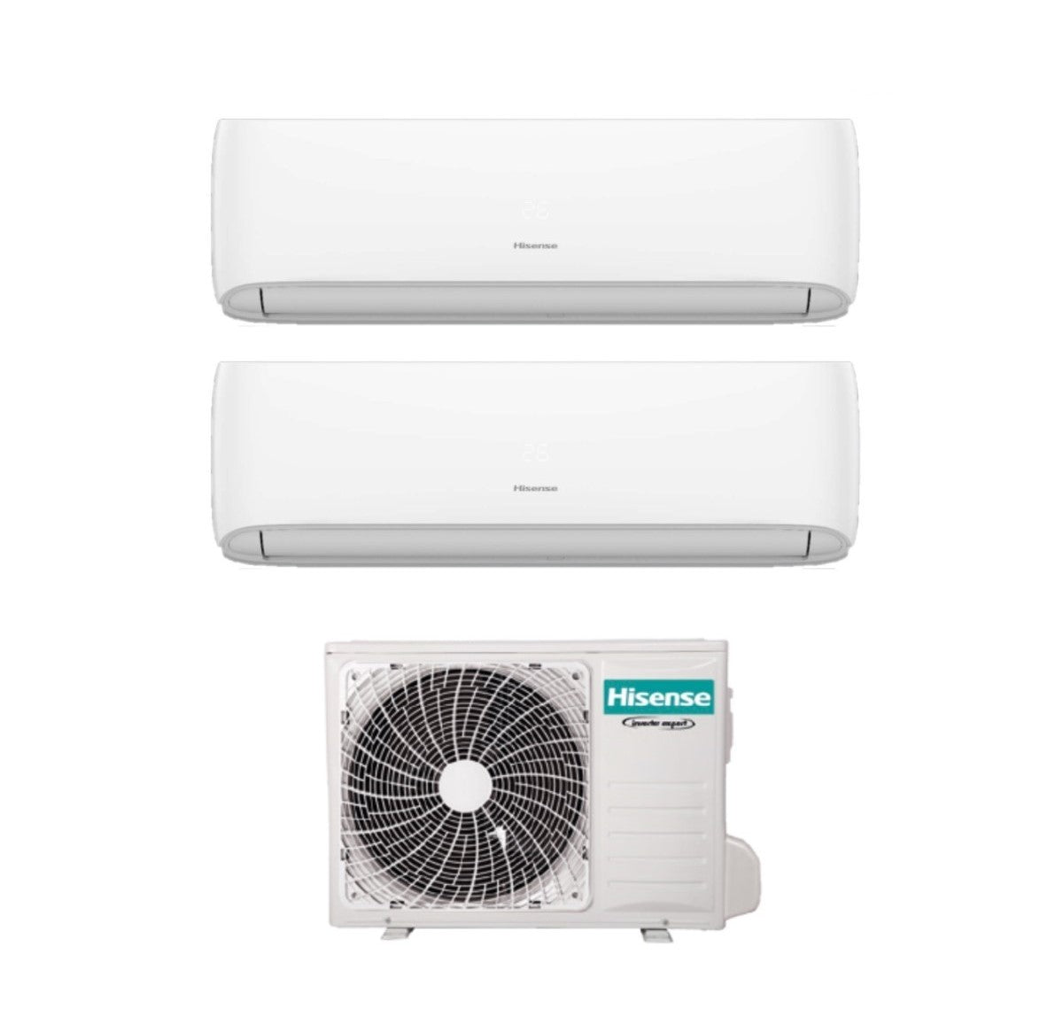 Climatizzatore Condizionatore Hisense Dual Split Inverter serie HI-COMFORT 12+12 con 2AMW52U4RXC R-32 Wi-Fi Integrato 12000+12000