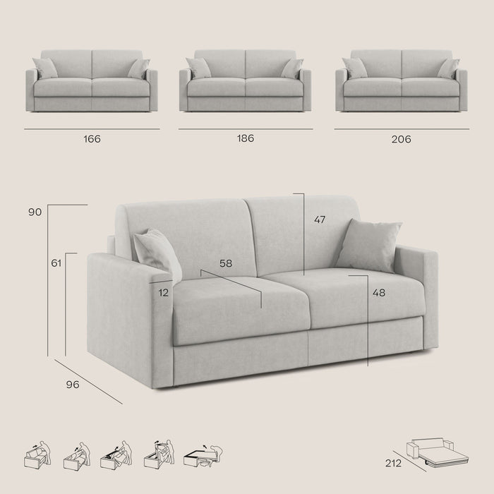 Divano Letto 3 Posti 186x92x96 cm in Tessuto Giallo