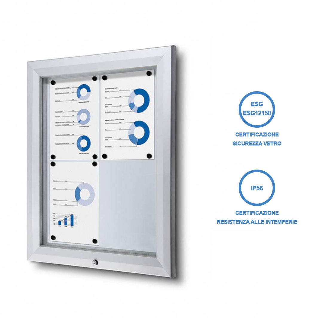 Bacheca da Esterno con Apertura a Ribalta 58,5x76x4,7 cm in Alluminio Grigio Chiaro