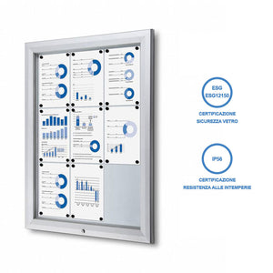Bacheca da Esterno con Apertura a Ribalta 80,5x106,7x4,7 cm in Alluminio Grigio Chiaro
