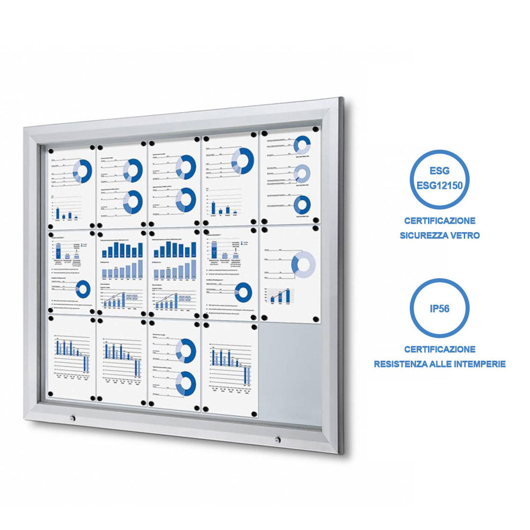 Bacheca da Esterno con Apertura a Ribalta 124,5x106,7x4,7 cm in Alluminio Grigio Chiaro