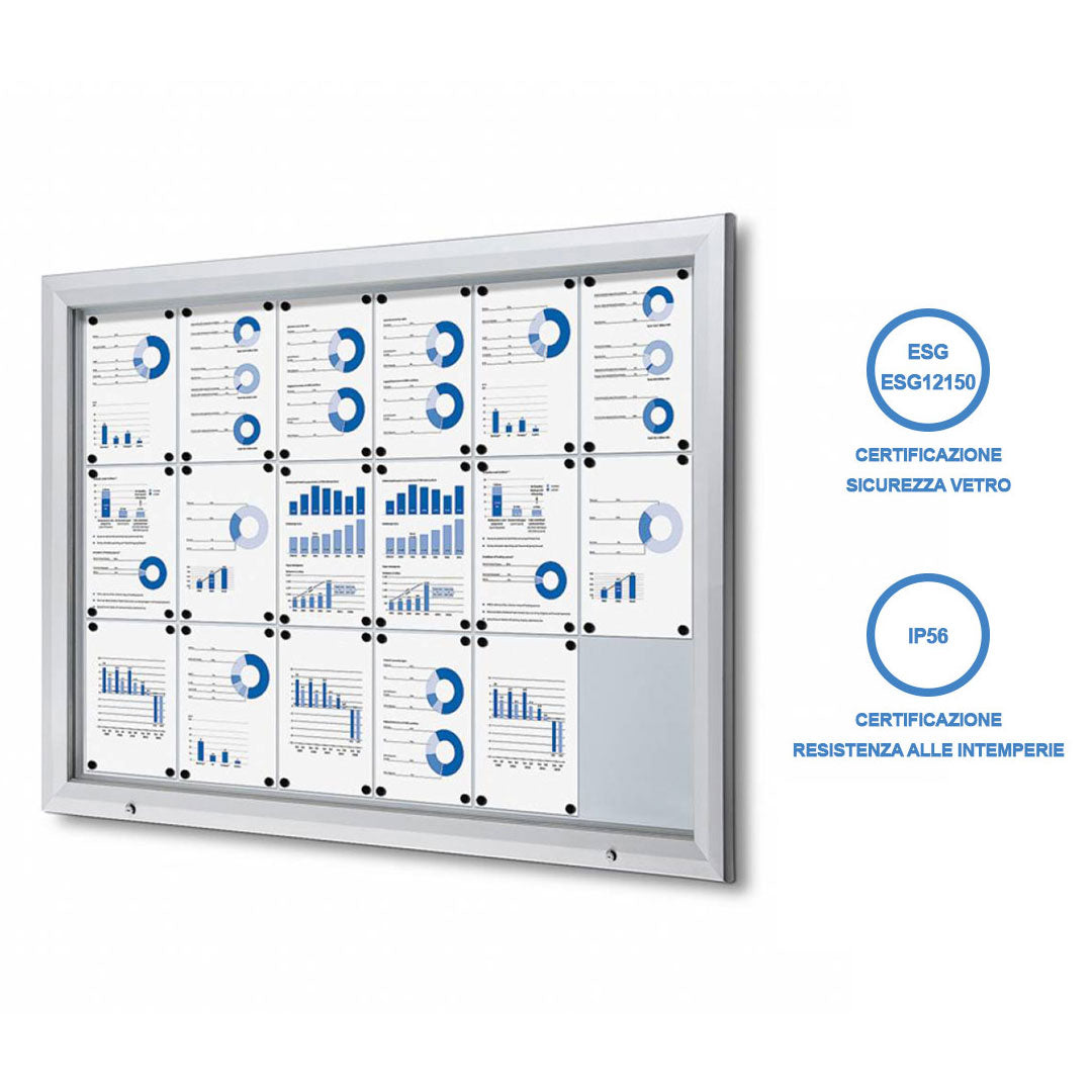 Bacheca da Esterno con Apertura a Ribalta 146,5x106,7x4,7 cm in Alluminio Grigio Chiaro