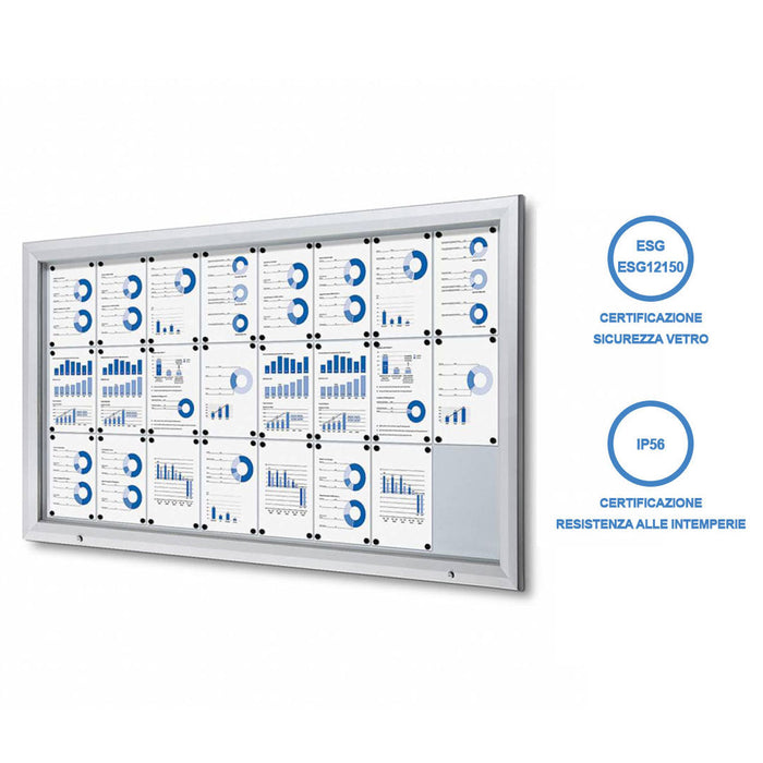 Bacheca da Esterno con Apertura a Ribalta 190,5x106,7x4,7 cm in Alluminio Grigio Chiaro
