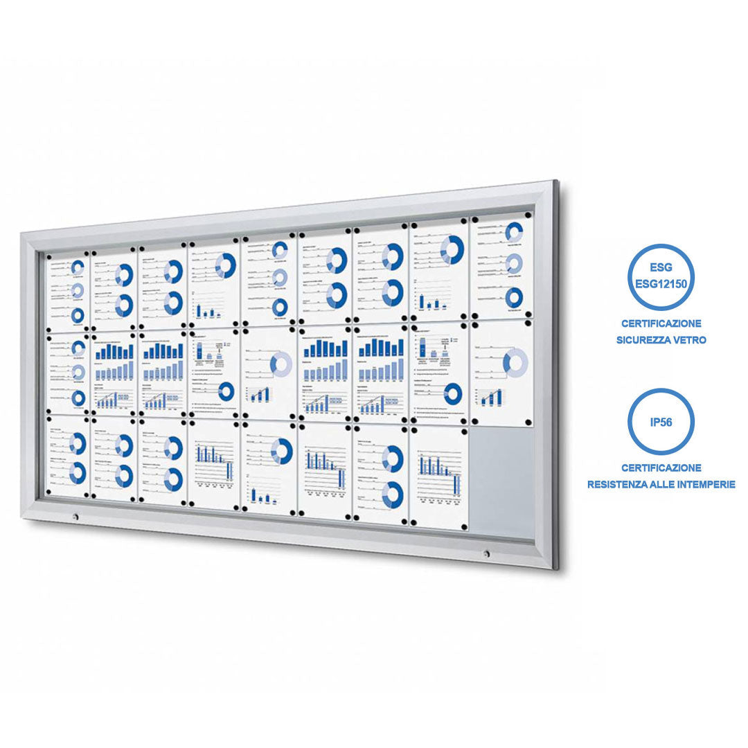 Bacheca da Esterno con Apertura a Ribalta 212,5x106,7x4,7 cm in Alluminio Grigio Chiaro