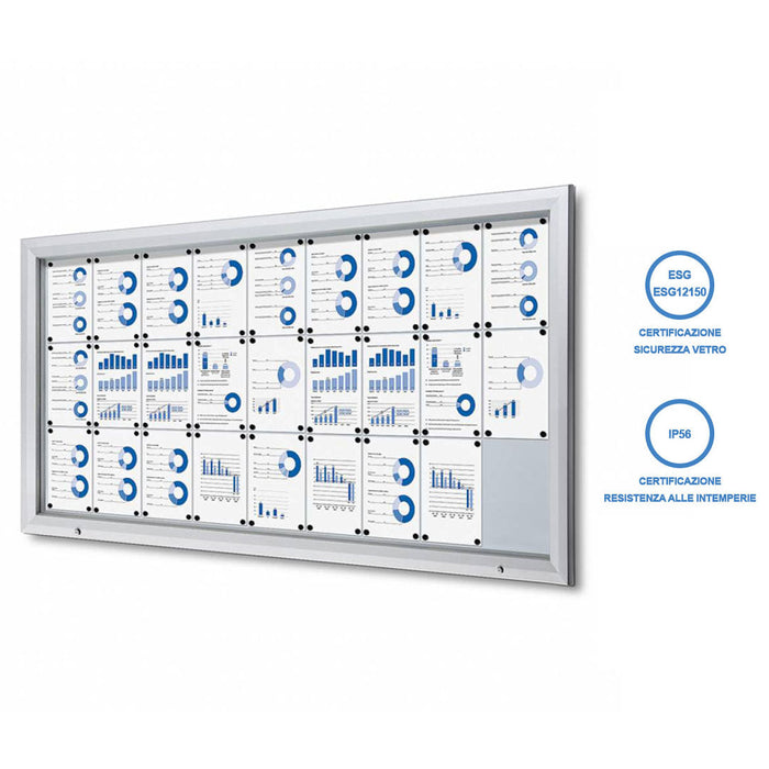 Bacheca da Esterno con Apertura a Ribalta 212,5x106,7x4,7 cm in Alluminio Grigio Chiaro