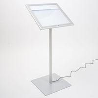 Espositore a Leggio con Piantana 50,5x47,7x2,3 cm in Alluminio con Led Porta Menù Silver