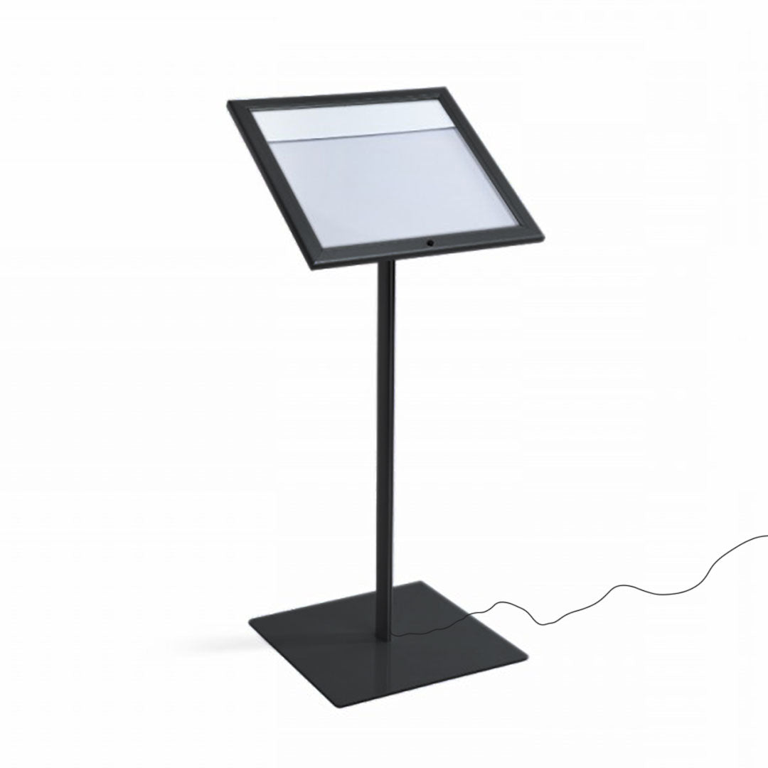 Espositore a Leggio con Piantana 50,5x47,7x2,3 cm in Alluminio con Led Porta Menù Nera