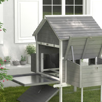 Pollaio da Giardino con Casetta per Galline Rampa e Area Aperta 310,5x149,5x149 cm  Grigio