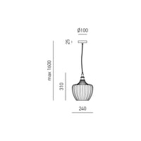 Sospensione Contemporanea Cleofe Metallo Ottone Vetro Ambra 1 Luce E27 D.24Cm