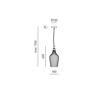 Sospensione Contemporanea Cleofe Metallo Cromo Vetro Ocra 1 Luce E27 D.18Cm