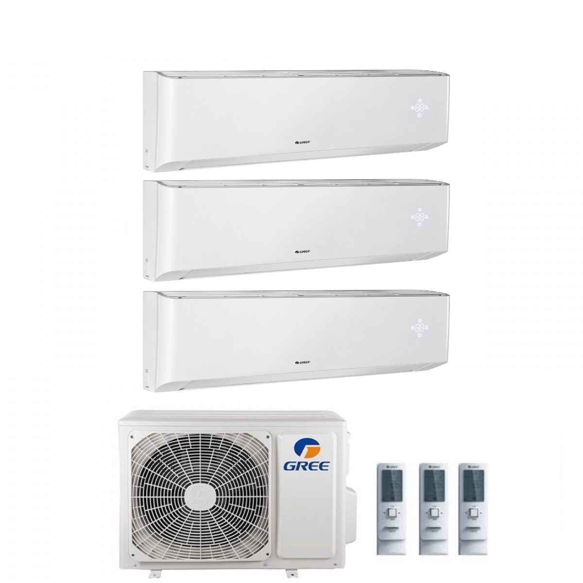 CLIMATIZZATORE CONDIZIONATORE GREE TRIAL SPLIT INVERTER serie AMBER 9+9+12 con GWHD24NK6LO R-32 Wi-Fi 9000+9000+12000