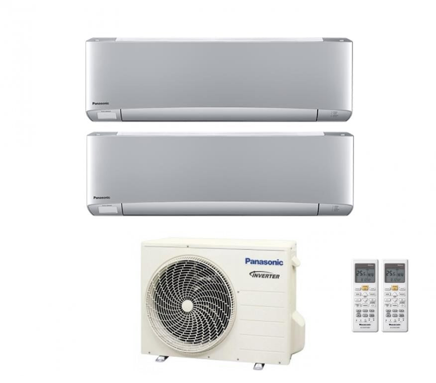 Climatizzatore Condizionatore Panasonic Dual Split Inverter serie ETHEREA SILVER 12+12 con CU-2Z50TBE R-32 Wi-Fi Integrato 12000+12000 Argento