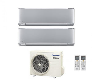 Climatizzatore Condizionatore Panasonic Dual Split Inverter Serie Etherea Silver 9+9 con CU-2Z50TBE R-32 Wi-Fi Integrato 9000+9000 Argento