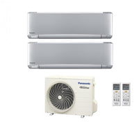 Climatizzatore Condizionatore Panasonic Dual Split Inverter Serie Etherea Silver 9+9 con CU-2Z41TBE R-32 Wi-Fi Integrato 9000+9000 Argento