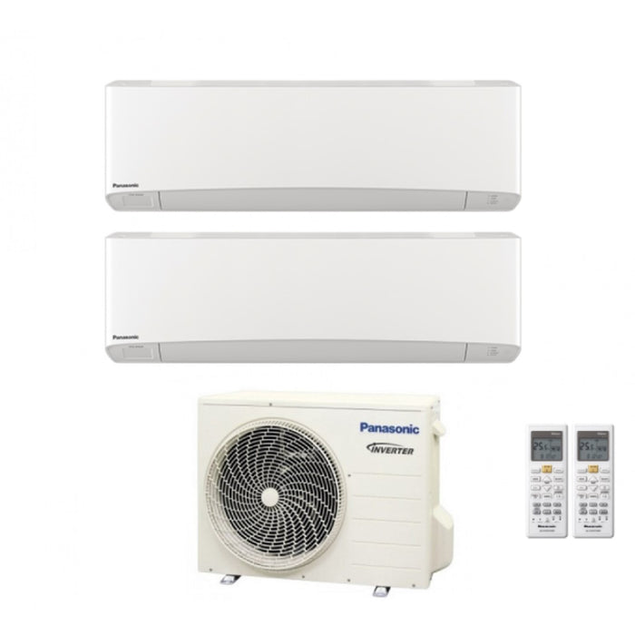 Climatizzatore Condizionatore Panasonic Dual Split Inverter Serie Etherea White 12+12 con CU-2Z50TBE R-32 Wi-Fi Integrato 12000+12000 Bianco