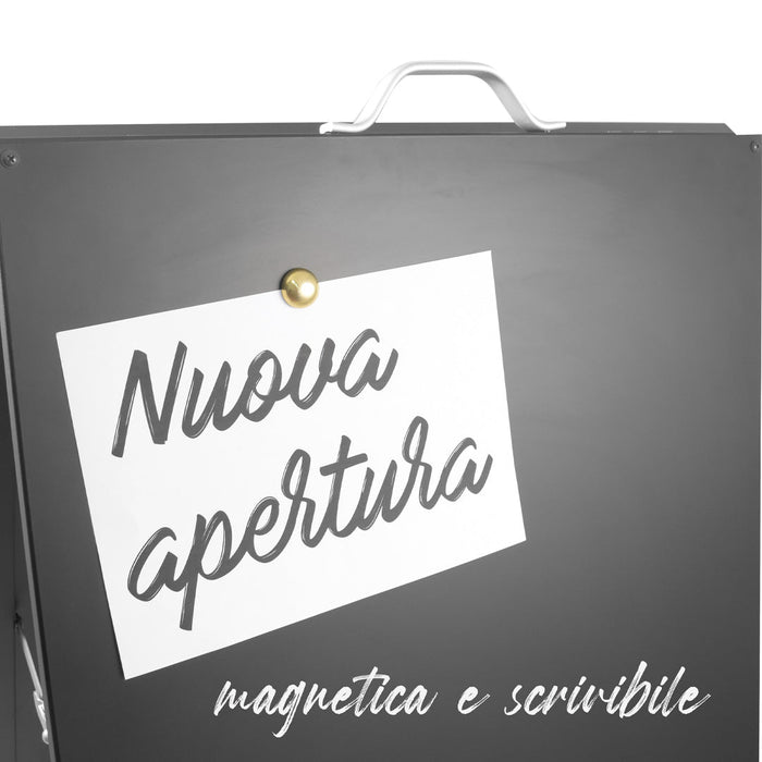 Espositore Pubblicitario Bifacciale Bifacciale con Lavagna 60x90 cm in Metallo Nero