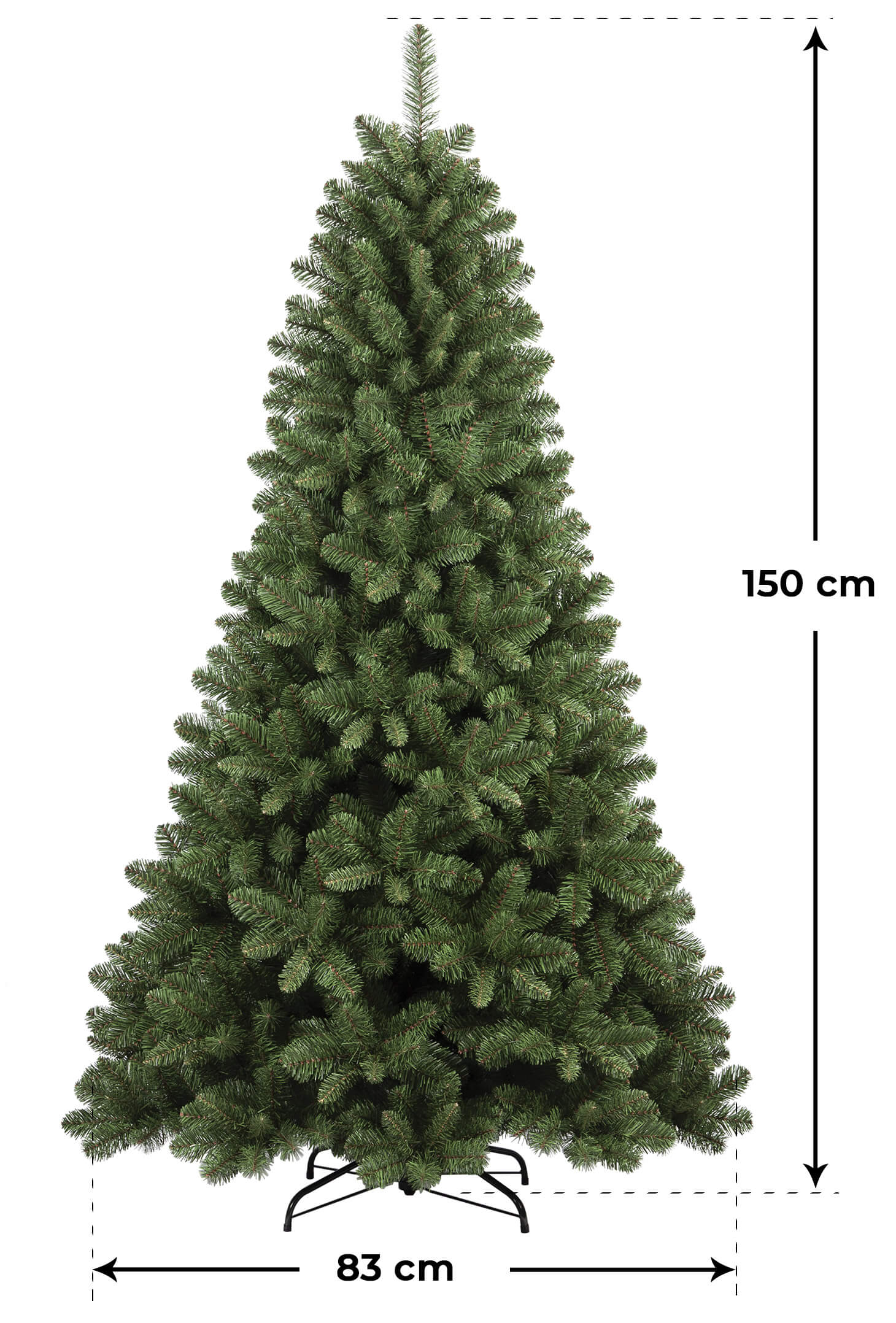 Albero di Natale Artificiale 150 cm 412 Rami Verde