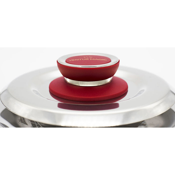 Coperchio Magico Antiodore Ø26 cm Ventur Magic in Acciaio Inox Pomolo in Bachelite Rosso