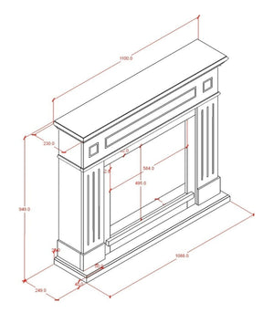 Fuego Cornice Caminetto Carlo Nera Per Inserto Elettrico Struttura In Legno