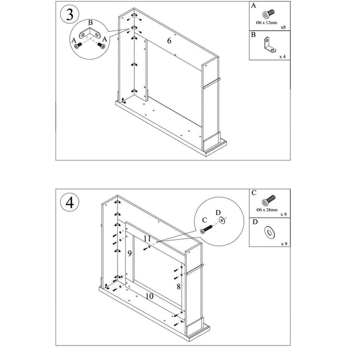 Fuego Cornice Caminetto Carlo Nera Per Inserto Elettrico Struttura In Legno