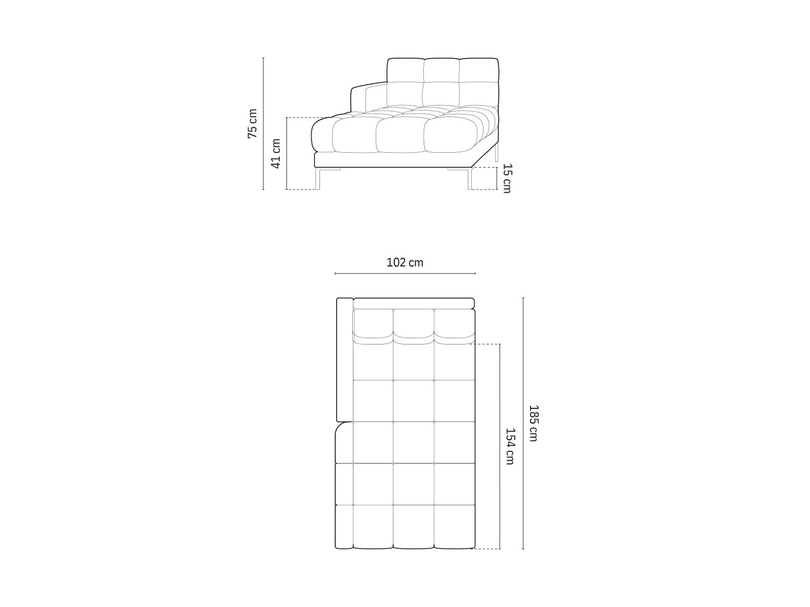 Cosmopolitan Design - Chaise longue sinistra "Bali" in tessuto strutturato grigio chiaro 