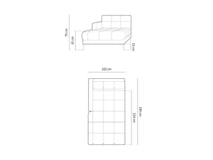 Cosmopolitan Design - Chaise longue sinistra "Bali" in tessuto strutturato grigio chiaro 