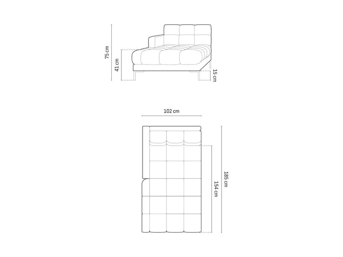 Cosmopolitan Design - Chaise longue sinistra "Bali" in tessuto strutturato grigio chiaro 